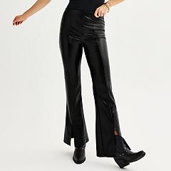 Womens Black Elastic Waist Flare Pants - Bottoms, Clothing