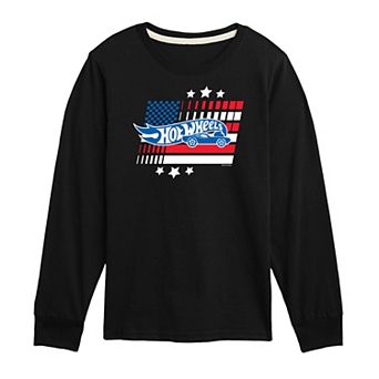 Boys 8-20 Hot Wheels Logo Flag Long Sleeve Tee