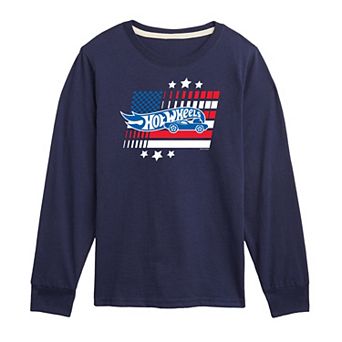 Boys 8-20 Hot Wheels Logo Flag Long Sleeve Tee