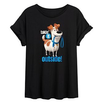 Juniors' Secret Life Pets Outside Oversized Graphic Tee