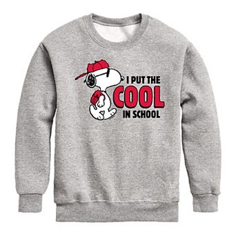 Boys 8-20 Peanuts Snoopy I Put The Cool In School Crew Fleece Sweatshirt