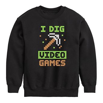 Boys 8-20 I Dig Video Games Crew Fleece Sweatshirt