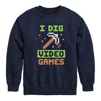 Boys 8-20 I Dig Video Games Crew Fleece Sweatshirt