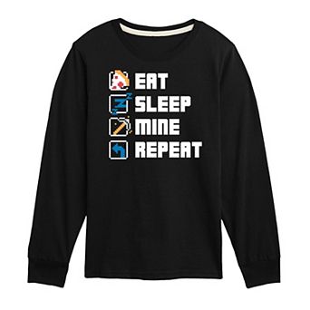 Boys 8-20 Eat Sleep Mine Repeat Long Sleeve Graphic Tee