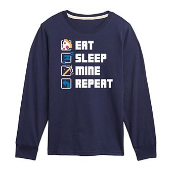 Boys 8-20 Eat Sleep Mine Repeat Long Sleeve Graphic Tee
