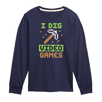 Boys 8-20 I Dig Video Games Long Sleeve Graphic Tee