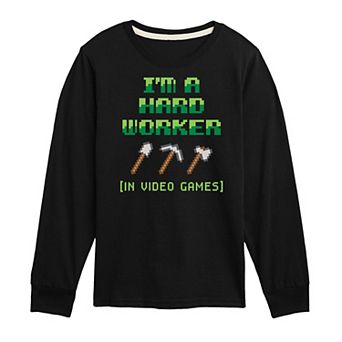 Boys 8-20 Hard Worker Long Sleeve Graphic Tee