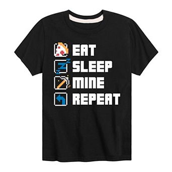 Boys 8-20 Eat Sleep Mine Repeat Graphic Tee