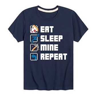 Boys 8-20 Eat Sleep Mine Repeat Graphic Tee