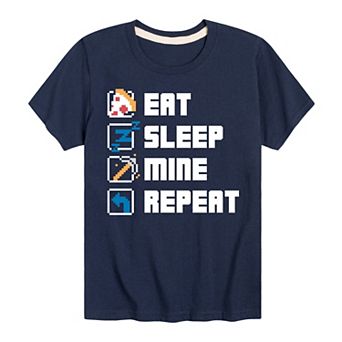 Boys 8-20 Eat Sleep Mine Repeat Graphic Tee