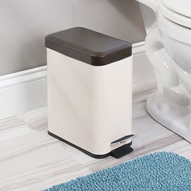 mDesign Small 1.3 Gallon Rectangle Metal Step Can, Liner/Handle, Light Pink