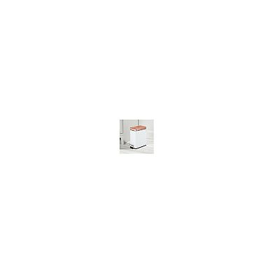mDesign Small 1.3 Gallon Rectangle Metal Step Can, Liner/Handle, Light Pink