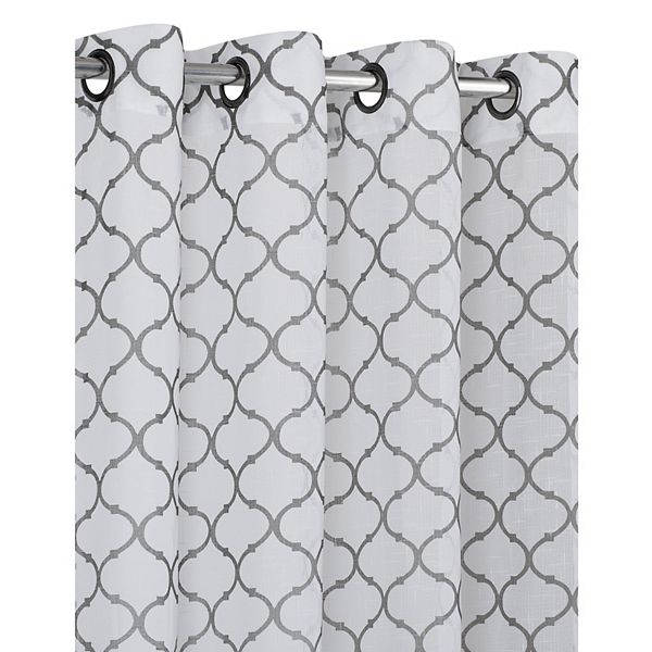 Kate Aurora Shabby Chic Living 2 Pack Semi Sheer Flocked Grommet Trellis Curtains 4639