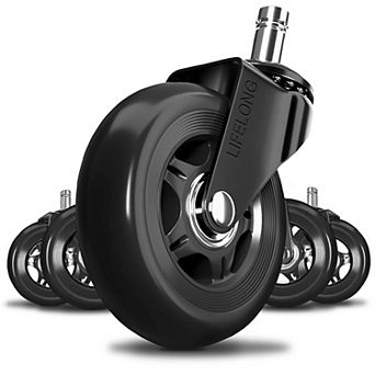 Lifelong Office Chair Caster Wheels for Hardwood Floors and Carpet, Heavy Duty, Universal Fit
