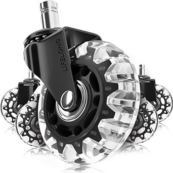 Lifelong Office Chair Caster Wheels for Hardwood Floors and Carpet, Heavy Duty, Universal Fit