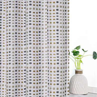 Kate Aurora 2 Piece Multi Color Modern Contempo Abstract Chenille Light Filtering Grommet Top Curtains