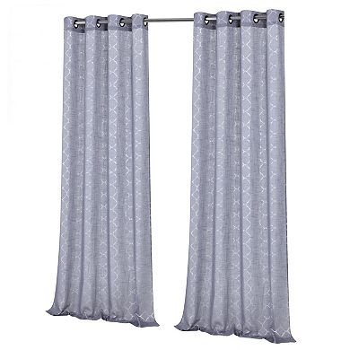 Kate Aurora Living 2 Pack Shabby Metallic Trellis Pastel Sheer Grommet Curtains