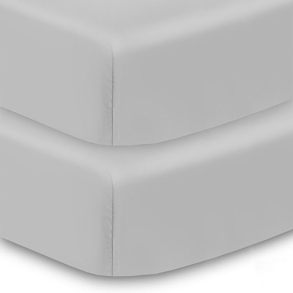 BreathableBaby All-in-One Fitted Sheet & Waterproof Cover, For 52" x 28" Crib Mattress (2-Pack), Gray