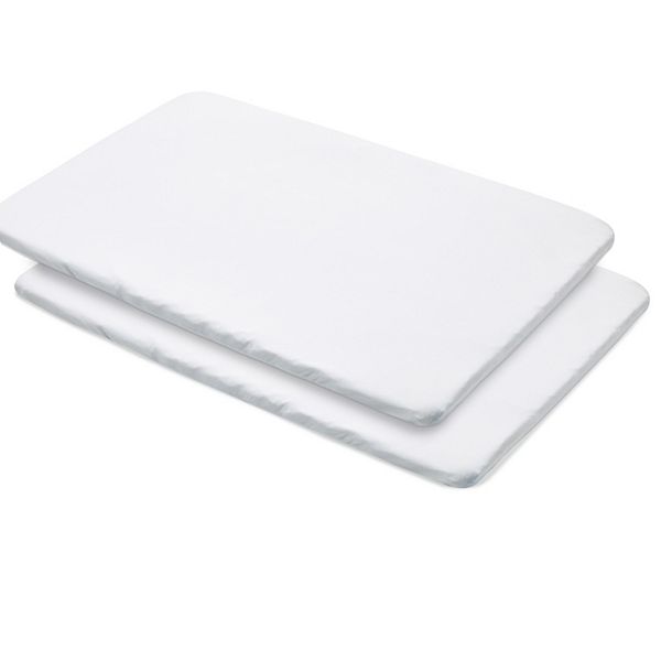 BreathableBaby All-in-One Fitted Sheet & Waterproof Cover, For 39" x 27" Play Yard Mattress (2-Pack), White