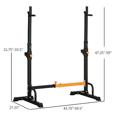 Soozier Adjustable Barbell Rack, Squat Rack with Dip Station and Push Up Stand, Multi-Function Weight Lifting for Home Gym