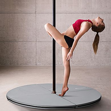 Soozier Extra-Protective Pole Dance Mat with Folding and Handle, Lightweight Pole Crash Mat, Soft Pole Dancing Floor Mat, Grey
