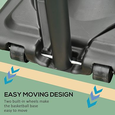Basketball Hoop W/ 2 Built-in Moving Wheels And Ball Holder, 86.5"-143.5" H