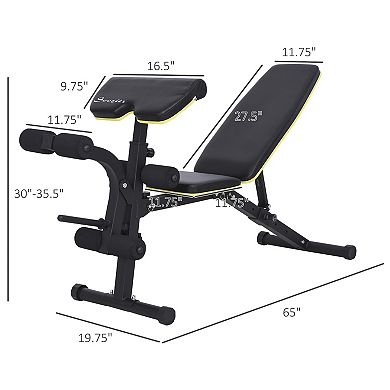 Soozier Adjustable Workout Bench with Leg Extension and Curl, Ergonomic Foam, Dumbbell Bench for Home, Comfortable Padding, Exercise Bench Home Gym Equipment, Bumble Bee Yellow
