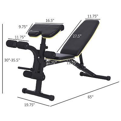 Soozier Adjustable Workout Bench with Leg Extension and Curl Ergonomic Foam Dumbbell Bench for Home Comfortable