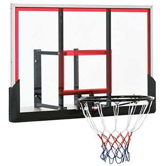 Soozier Wall Mounted Basketball Hoop, Basketball Goal with 43" x 30" Shatter Proof Backboard, Durable Bracket and All Weather Net for Outdoor Use