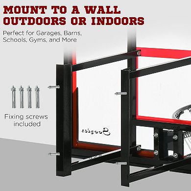 Soozier Wall Mounted Basketball Hoop, Basketball Goal with 43" x 30" Shatter Proof Backboard, Durable Bracket and All Weather Net for Outdoor Use