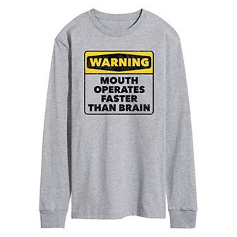 Men's Warning Mouth Faster Than Brain Graphic Tee