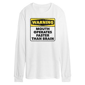 Men's Warning Mouth Faster Than Brain Graphic Tee