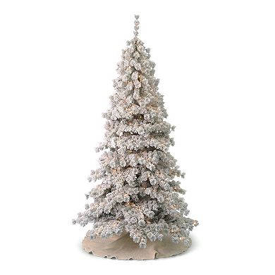 Seasonal LLC 7.5-ft. Pre-Lit Flocked Winter Fir Hard Needle Artificial Christmas Tree With White LED Lights and Remote