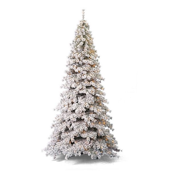 Seasonal 10-ft. Pre-Lit Flocked Winter Fir Hard Needle Artificial