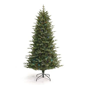Seasonal 7-ft. Pre-Lit Bluffton Pine Artificial Christmas Tree - Multi-Color LED Lights