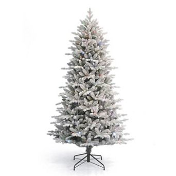 Seasonal 7-ft. RGBW Light Artificial Bluffton Flocked Pine Christmas Tree