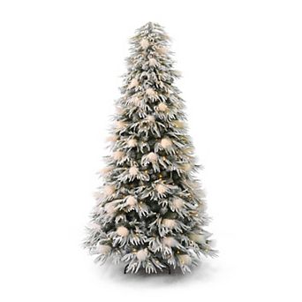 Seasonal LLC 7.5-ft. Pre-Lit Pine & Pampas Flocked Artificial Christmas Tree - Warm White LED Lights