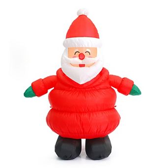 Seasonal Puffy Coat Santa Inflatable Lighted Outdoor Christmas Decor