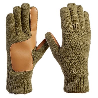 Men's isotoner Lined Water Repellent Chevron Knit Touchscreen Gloves
