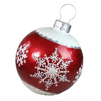 Northlight 26.5 in LED Lighted Red Ball Christmas Ornament with Snowflake Outdoor Decoration