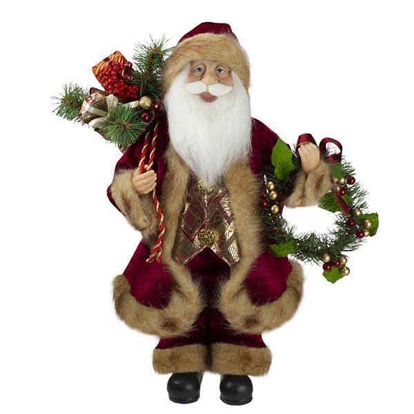 Northlight Santa Claus Holding Wreath Christmas Figurine Floor Decor