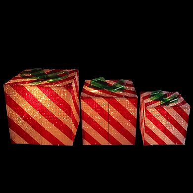 Northlight Striped Gift Box Christmas Outdoor Floor Decor 3-piece Set