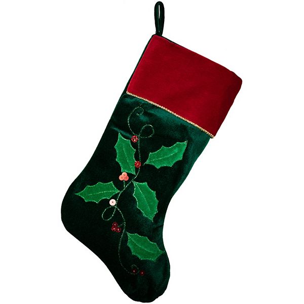 Northlight Holly Berry Christmas Stocking