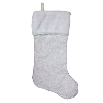 Northlight Iridescent Glitter Snowflake Christmas Stocking