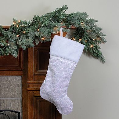 Northlight Iridescent Glitter Snowflake Christmas Stocking