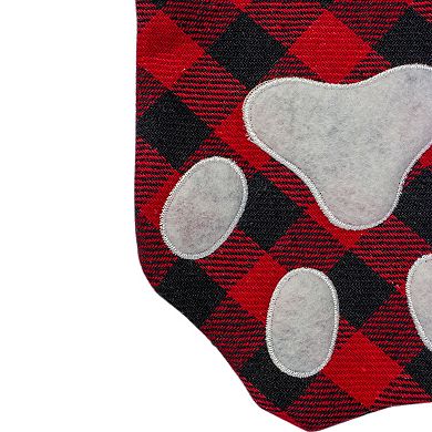 Northlight Buffalo Plaid Pet Paw Christmas Stocking
