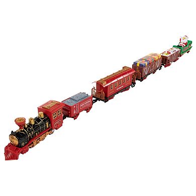 Northlight 22-Piece Red Battery Operated Lighted and Animated Christmas Train Set with Music and Sound