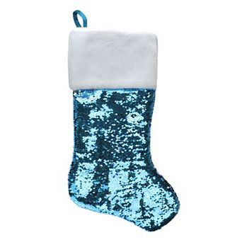 Northlight Reversible Sequined Christmas Stocking with Faux Fur Cuff