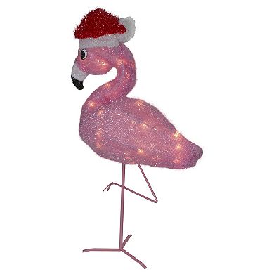 Northlight 24" Pink Flamingo in Santa Hat Outdoor Christmas Decoration