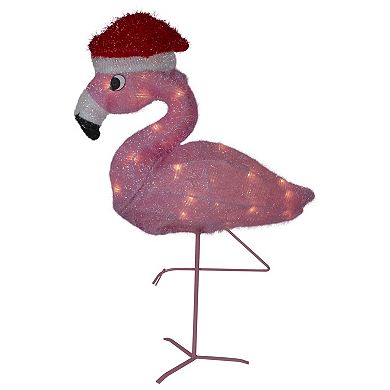 Northlight 24" Pink Flamingo in Santa Hat Outdoor Christmas Decoration